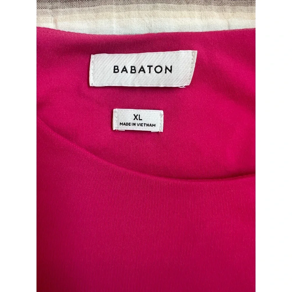 Aritzia Babaton Fuchsia Pink Contour Crew Cropped T-shirt Top SZL